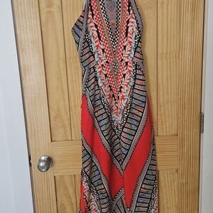 Gianni Bini Vibrant Red and Blue Maxi Dress